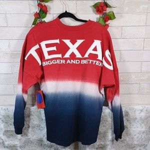 SPIRIT WEAR S Sweatshirt TEXAS BIGGER AND BETTER Red Blue Shirt Men's HUGE LOGO